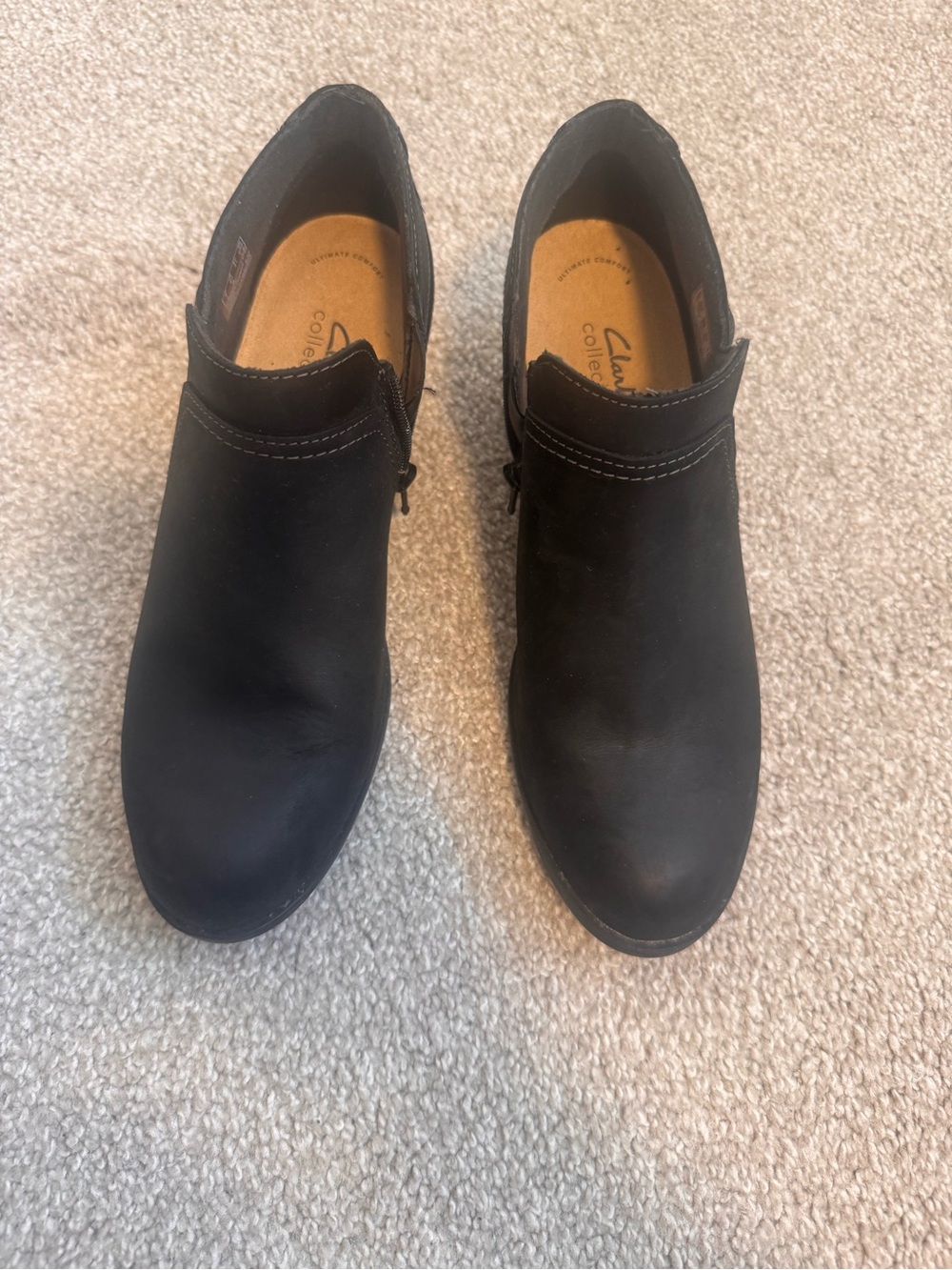 Clarks Women’s Black Ankle Booties with Side Zipper
